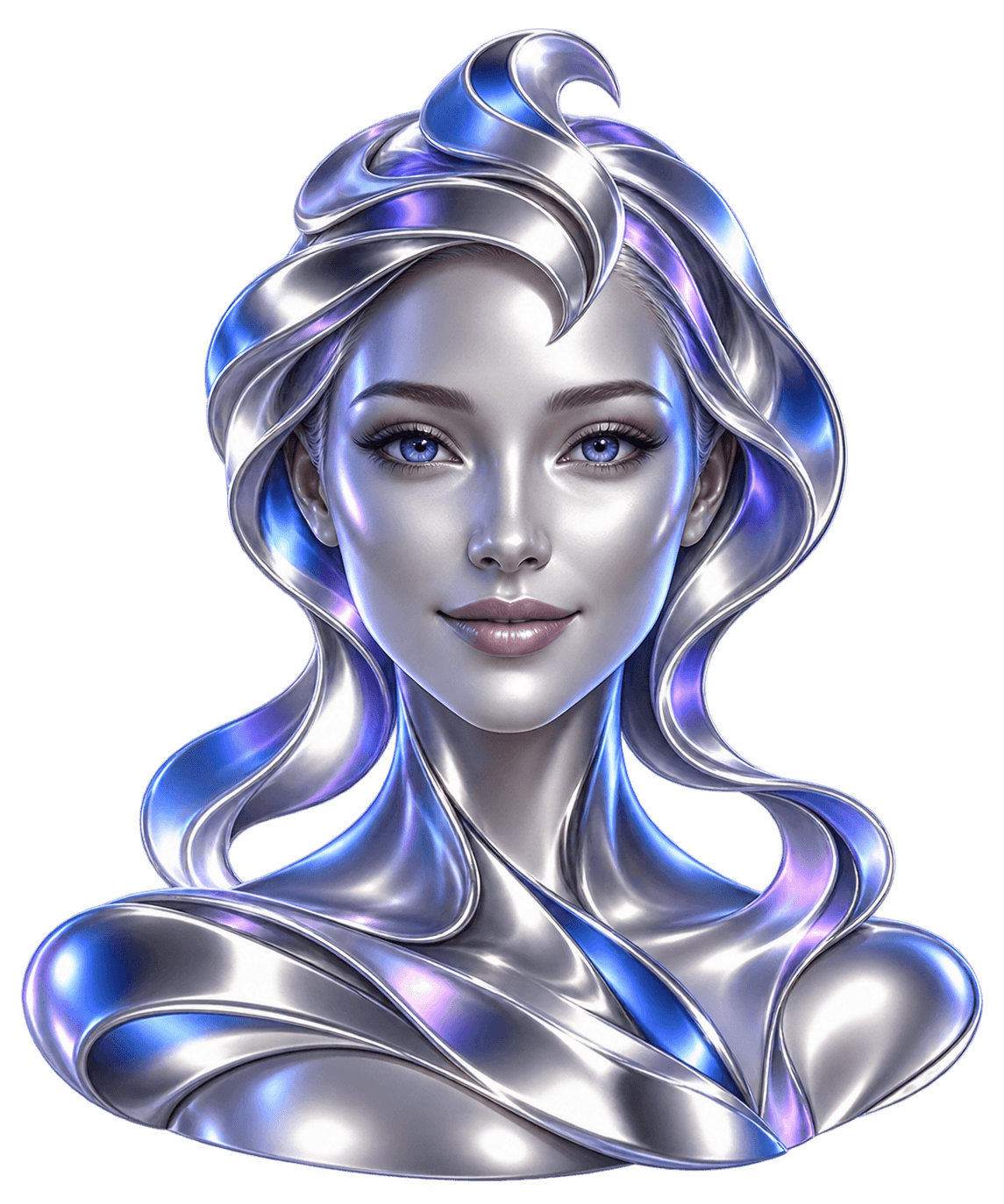 Maya, a chrome-faced digital guide